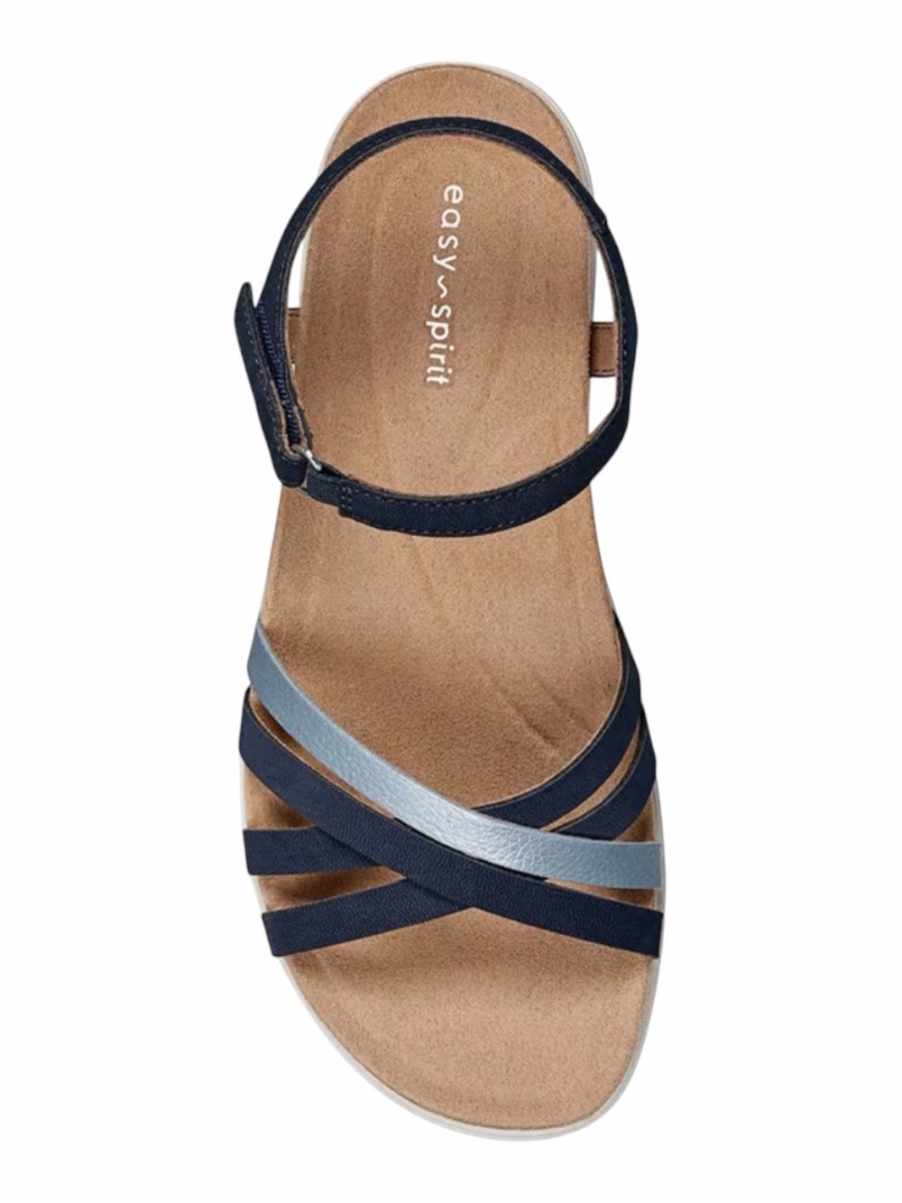 Easy Spirit Navy and Silver Cross-Strap Ankle Sandal
